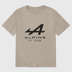 Футболка оверсайз мужская Alpine F1 team Black Logo, цвет: миндальный