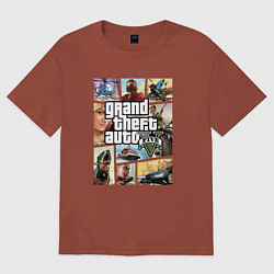 Футболка оверсайз мужская GTA V Logos, цвет: кирпичный