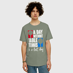 Футболка оверсайз мужская День без настольного тенниса - потерянный день, цвет: авокадо — фото 2