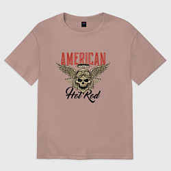 Футболка оверсайз мужская American Hot Rod, цвет: пыльно-розовый