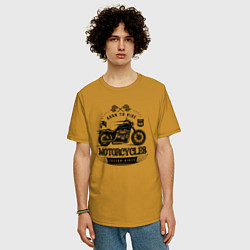 Футболка оверсайз мужская Motorcycle Born to ride, цвет: горчичный — фото 2