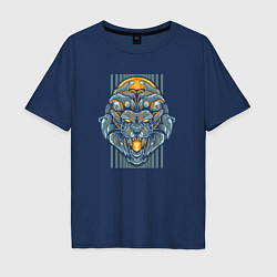 Футболка оверсайз мужская Lion Mecha Cyborg, цвет: тёмно-синий
