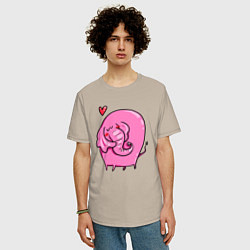 Футболка оверсайз мужская Влюбленный розовый слон, цвет: миндальный — фото 2