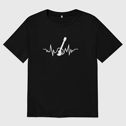 Футболка оверсайз мужская Гитара в сердце, цвет: черный