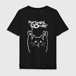 Футболка оверсайз мужская My Chemical Romance Рок кот, цвет: черный
