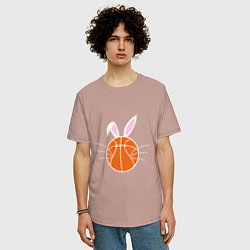 Футболка оверсайз мужская Basketball Bunny, цвет: пыльно-розовый — фото 2