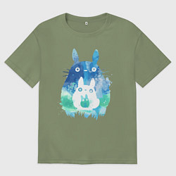 Футболка оверсайз мужская Семья кроликов Акварель, цвет: авокадо