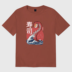 Футболка оверсайз мужская Kraken Kawaii Sushi, цвет: кирпичный