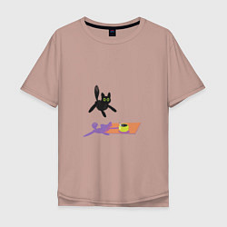 Мужская футболка оверсайз Летающий кот Кот и мышь