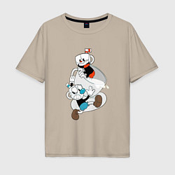Футболка оверсайз мужская Чашки Cuphead, цвет: миндальный