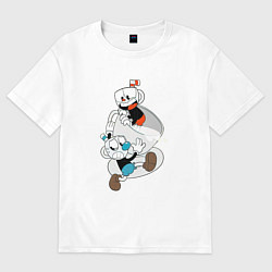 Футболка оверсайз мужская Чашки Cuphead, цвет: белый