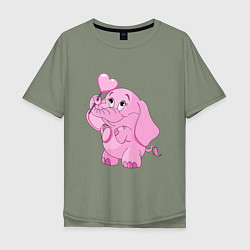 Футболка оверсайз мужская Розовый слонёнок, цвет: авокадо