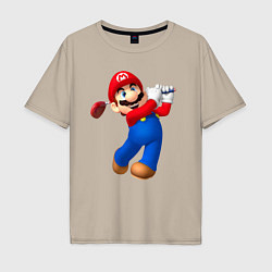 Футболка оверсайз мужская Марио - крутейший гольфист Super Mario, цвет: миндальный