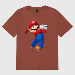 Футболка оверсайз мужская Марио - крутейший гольфист Super Mario, цвет: кирпичный