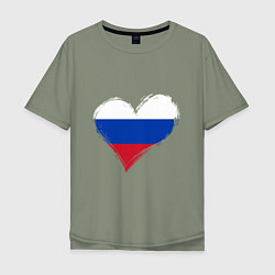 Футболка оверсайз мужская Russian Heart, цвет: авокадо