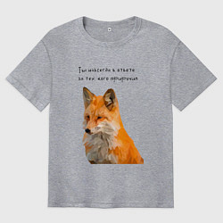 Футболка оверсайз мужская Маленький принц - цитата лиса, цвет: меланж