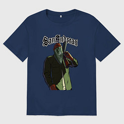 Футболка оверсайз мужская GTA Orange gangster, цвет: тёмно-синий