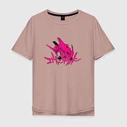 Футболка оверсайз мужская Eva 04 Evangelion, цвет: пыльно-розовый