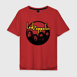 Футболка оверсайз мужская Led Zeppelin Лед Зеппелин, цвет: красный
