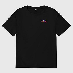 Футболка оверсайз мужская Герб и флаг russia, цвет: черный