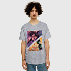 Футболка оверсайз мужская Наранча Гирга из ДжоДжо, цвет: меланж — фото 2