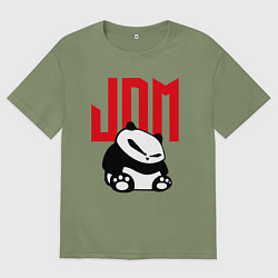 Футболка оверсайз мужская JDM Panda Japan Симпатяга, цвет: авокадо