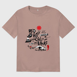 Футболка оверсайз мужская RHCP альбомы, цвет: пыльно-розовый