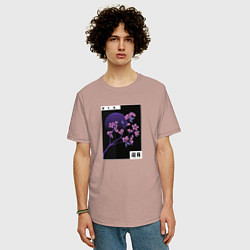 Футболка оверсайз мужская Сакура Закат, цвет: пыльно-розовый — фото 2