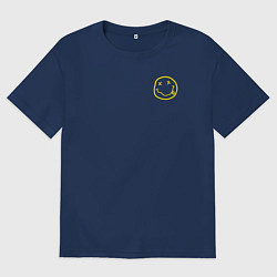 Футболка оверсайз мужская Nirvana Жёлтый смайл, цвет: тёмно-синий