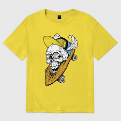 Футболка оверсайз мужская Cool skull Skateboard Extreme, цвет: желтый