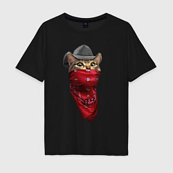 Мужская футболка оверсайз Cool kitten in a bandana