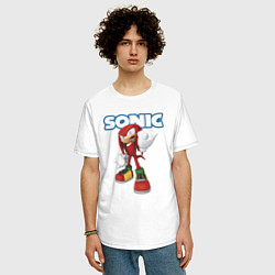 Футболка оверсайз мужская Knuckles Echidna Sonic Video game Ехидна Наклз Вид, цвет: белый — фото 2