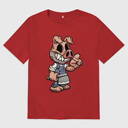 Футболка оверсайз мужская Мясник кабан Pig Dude, цвет: красный