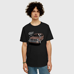 Футболка оверсайз мужская Ретро - автомобиль Классика, цвет: черный — фото 2