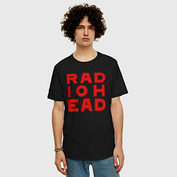 Футболка оверсайз мужская Radiohead большое красное лого, цвет: черный — фото 2