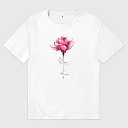 Футболка оверсайз мужская Роза с надписью FAMILY, цвет: белый