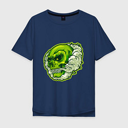 Футболка оверсайз мужская Зелёный черепок, цвет: тёмно-синий
