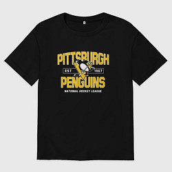 Футболка оверсайз мужская Pittsburgh Penguins Питтсбург Пингвинз, цвет: черный