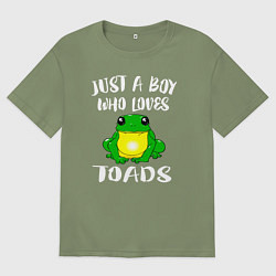 Футболка оверсайз мужская Просто мальчик, который любит жаб, цвет: авокадо