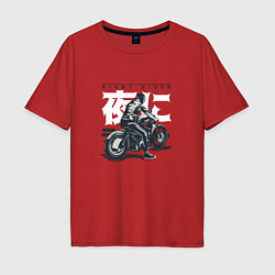 Футболка оверсайз мужская Японский мотоциклист Old Akira Japanese Biker, цвет: красный
