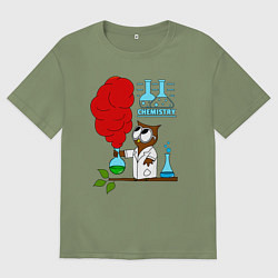 Футболка оверсайз мужская Сова химик, цвет: авокадо