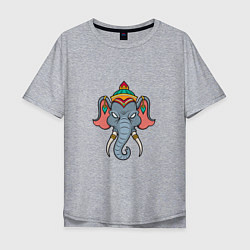 Футболка оверсайз мужская Индия - Слон, цвет: меланж