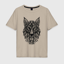 Мужская футболка оверсайз TRIBAL MANDALA FOX ПЛЕМЕННАЯ ЛИСА МАНДАЛА