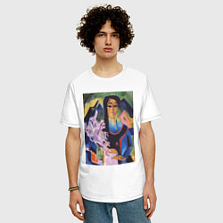 Футболка оверсайз мужская Sunday in the Alps Абстрактный портрет девушки, цвет: белый — фото 2