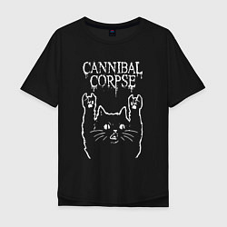 Футболка оверсайз мужская Cannibal Corpse Рок кот, цвет: черный