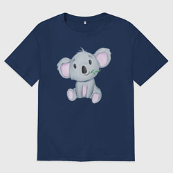 Футболка оверсайз мужская Милая Коала Сидит С Веточкой, цвет: тёмно-синий