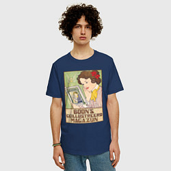 Футболка оверсайз мужская Boons Geillustreerd Magazijn Винтажная афиша журна, цвет: тёмно-синий — фото 2