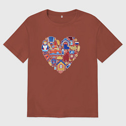 Футболка оверсайз мужская Сердце Россия, цвет: кирпичный