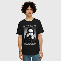 Футболка оверсайз мужская Marilyn Manson фото, цвет: черный — фото 2