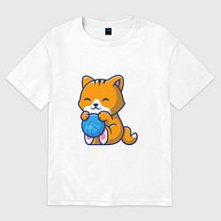 Футболка оверсайз мужская Рыженький котик, цвет: белый